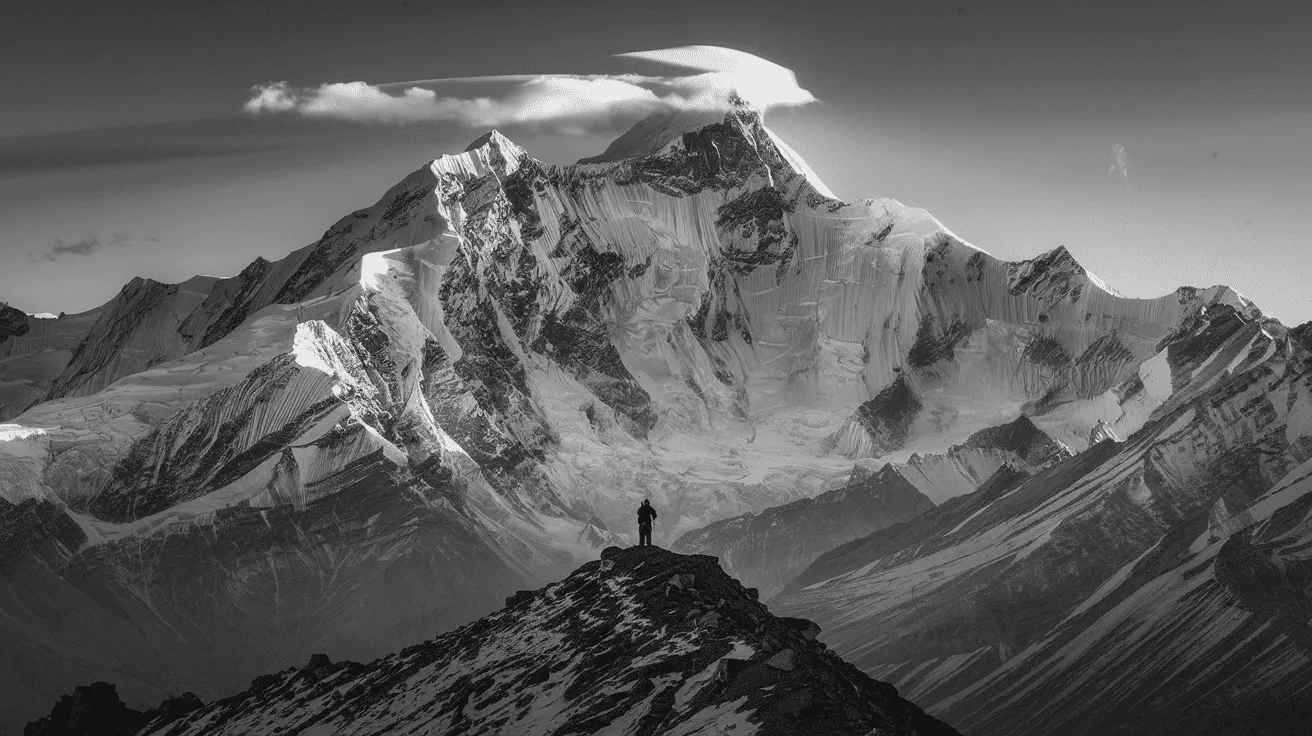 Montagnes de l'Himalaya au lever du soleil, source naturelle du Shilajit